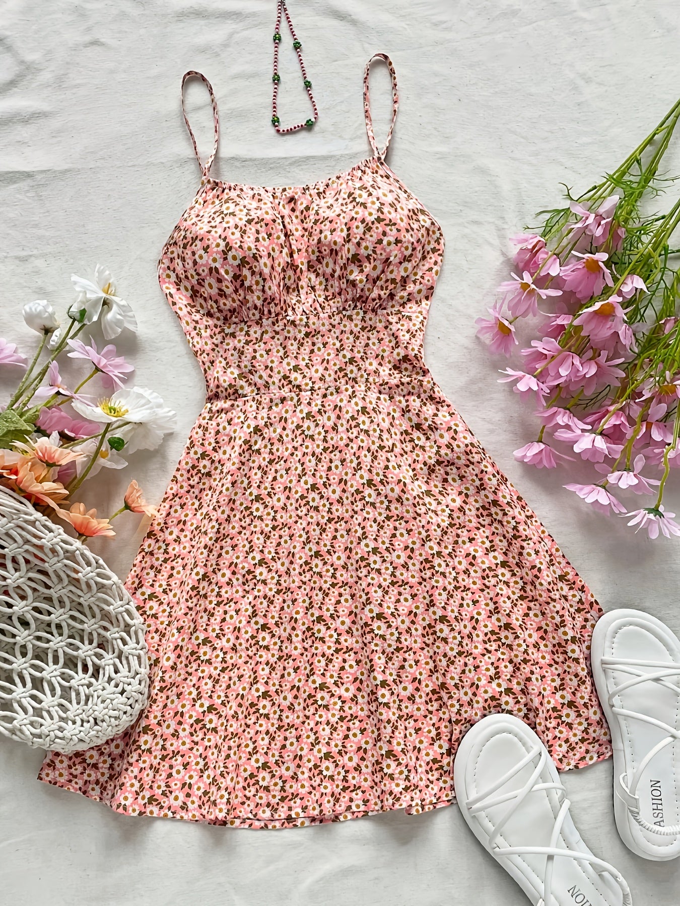 NEILA | Chic Ditsy Floral Backless Sundress