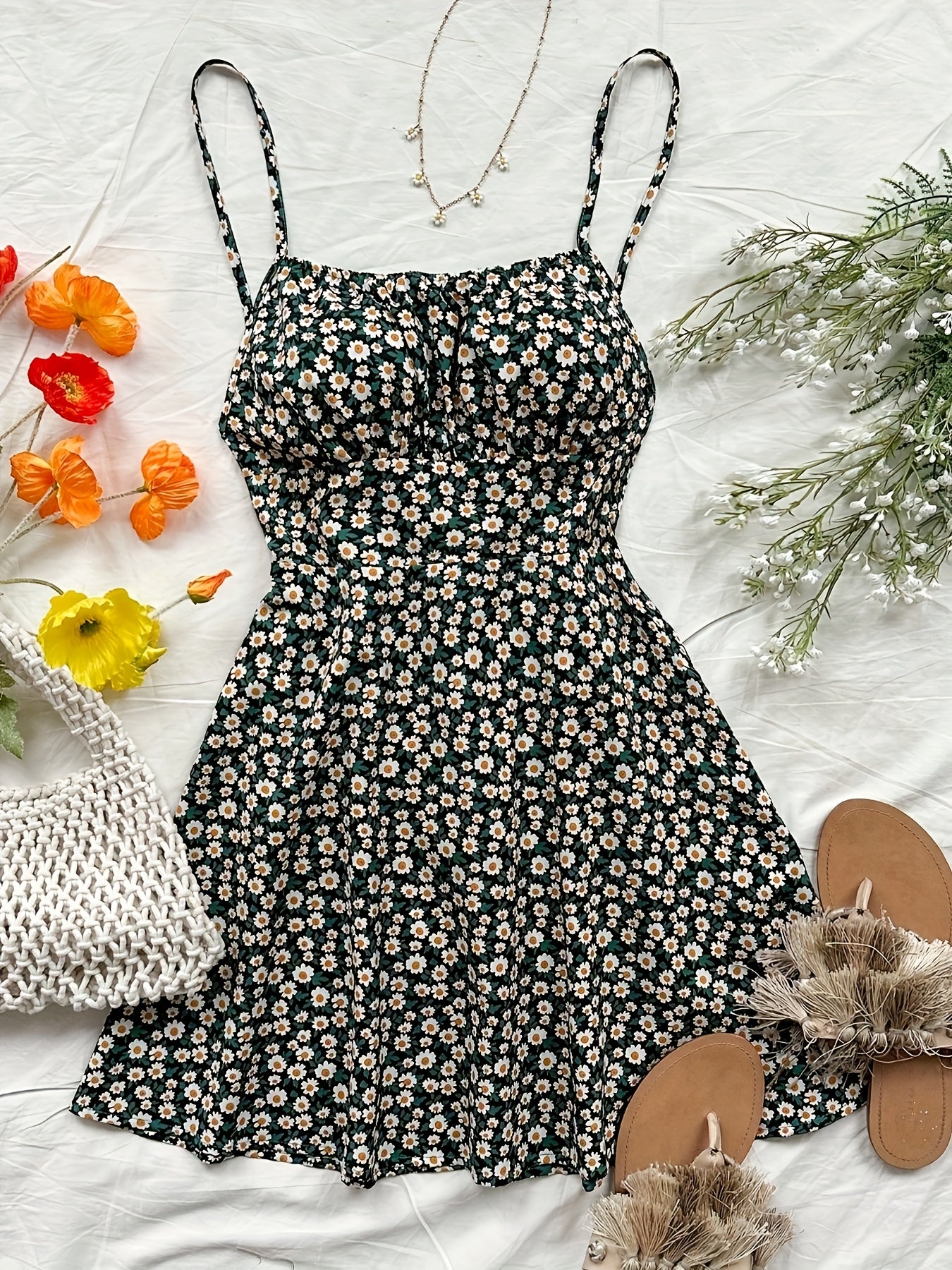 NEILA | Chic Ditsy Floral Backless Sundress