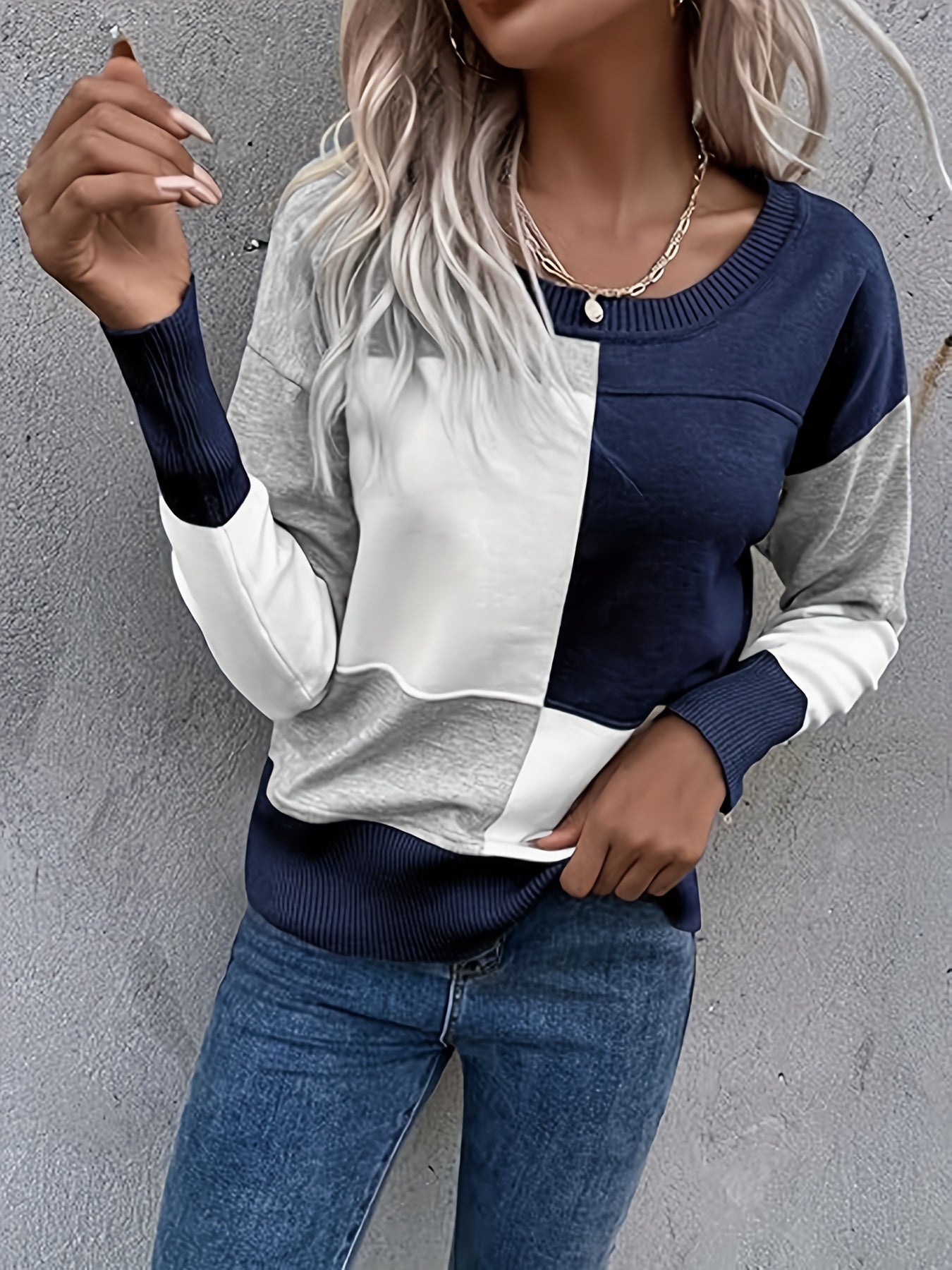 Julia | Color Block Drop Shoulder Sweater