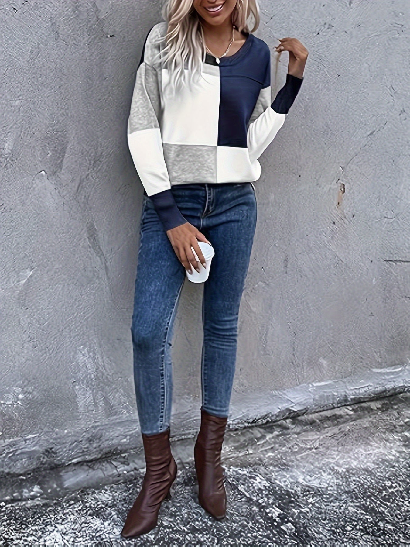 Julia | Color Block Drop Shoulder Sweater