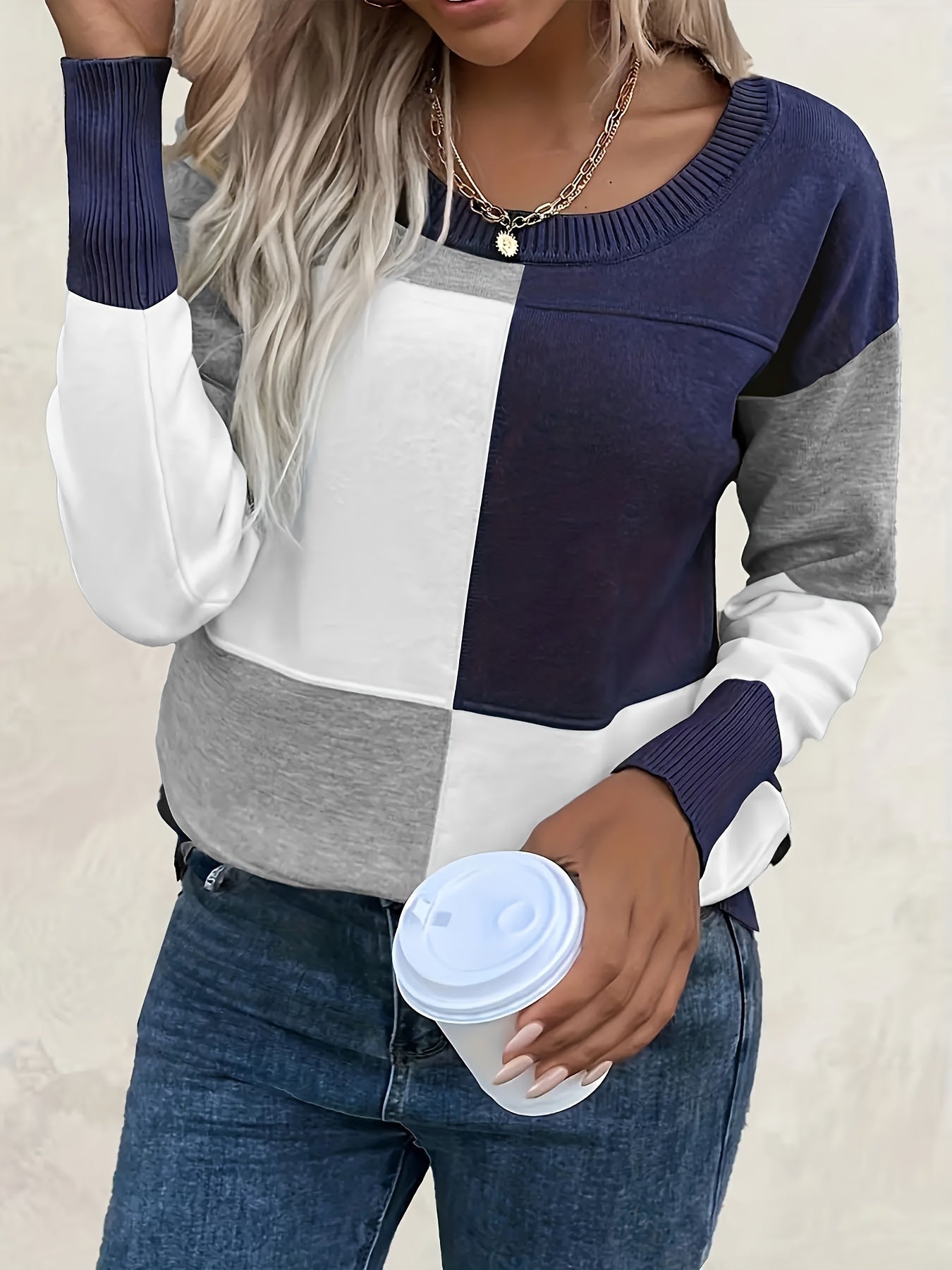 Julia | Color Block Drop Shoulder Sweater