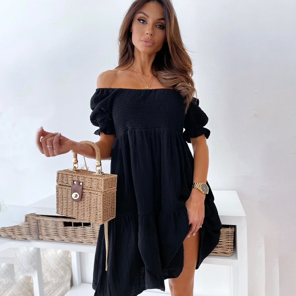 Charley | Stylish summer dress with off-shoulder design