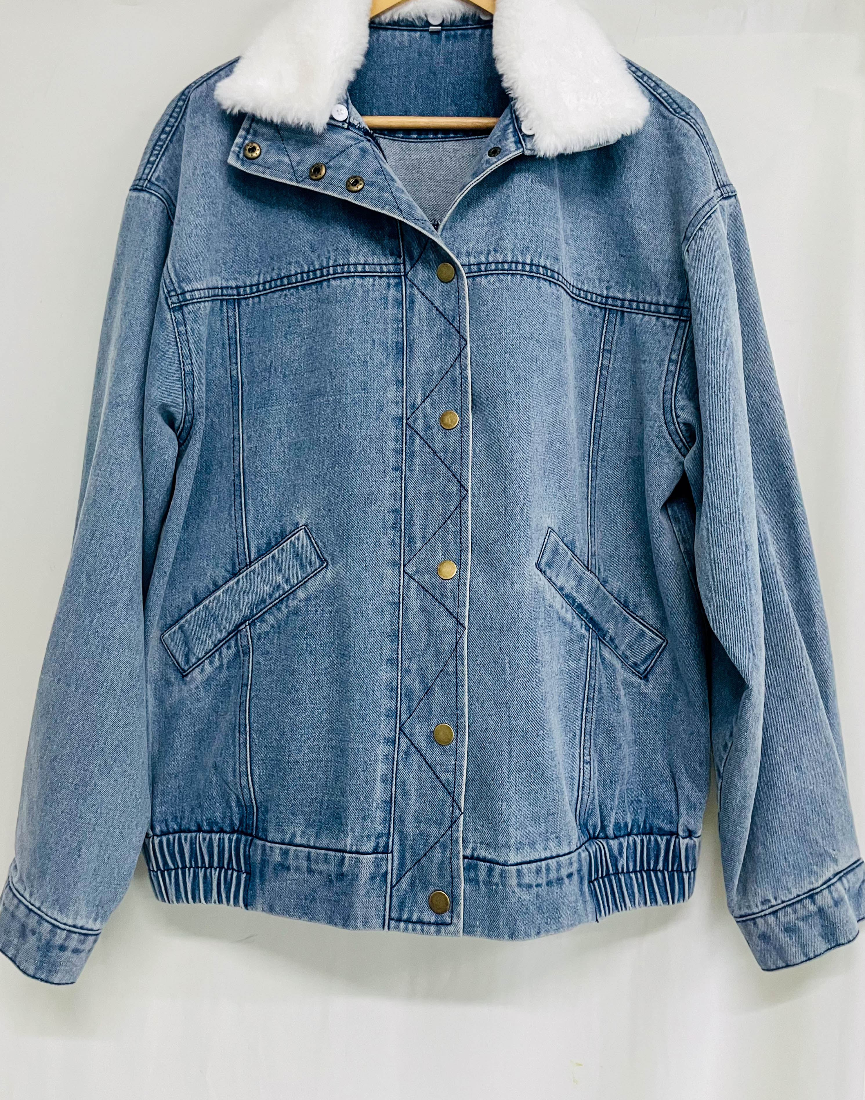 Denim Jacket | Oversized Fleece Collar Coat 