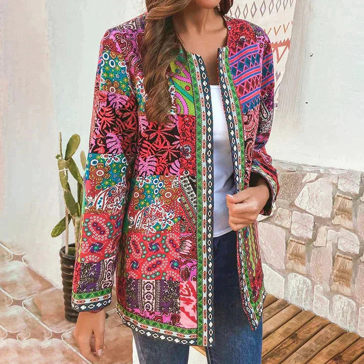 Floral Jacket - Colorful Boho Style Open Front Coat