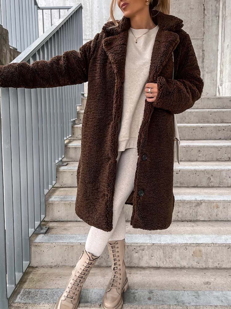 Jennifer Teddy Coat | Warm long teddy coat is the top trend in 2024