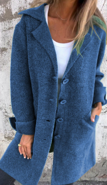 Knitted coat - Warm women's coat with button closure