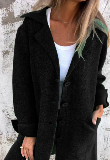 Knitted coat - Warm women's coat with button closure