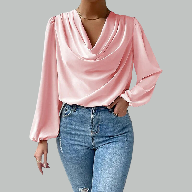 Lia chiffon bluse | Elegant bluse med lange ærmer 