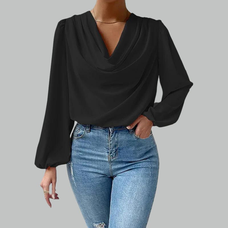 Lia chiffon bluse | Elegant bluse med lange ærmer 