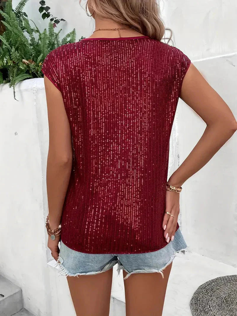 Marisa Sequin Top | Women's Sleeveless Sparkly Blouse