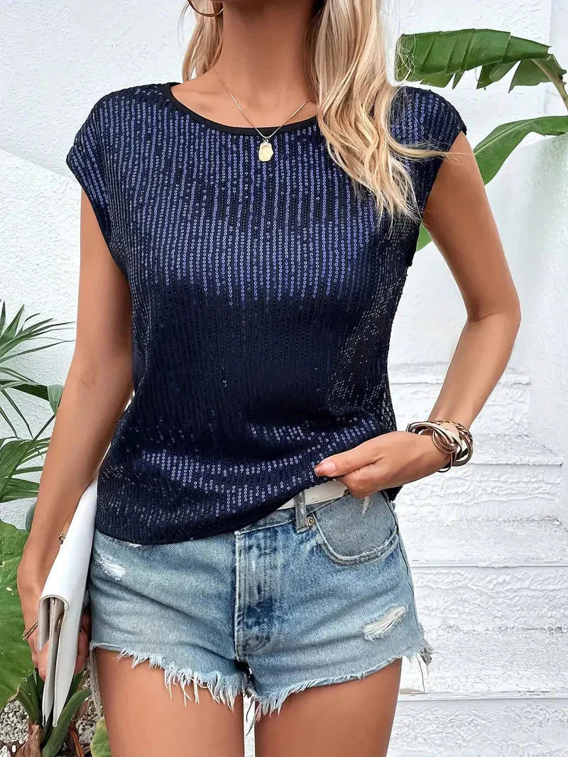 Marisa Sequin Top | Women's Sleeveless Sparkly Blouse