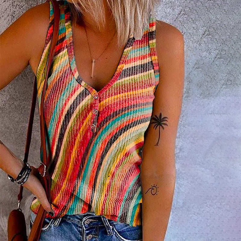 PERSEPHONE | Rainbow Striped Tank Top