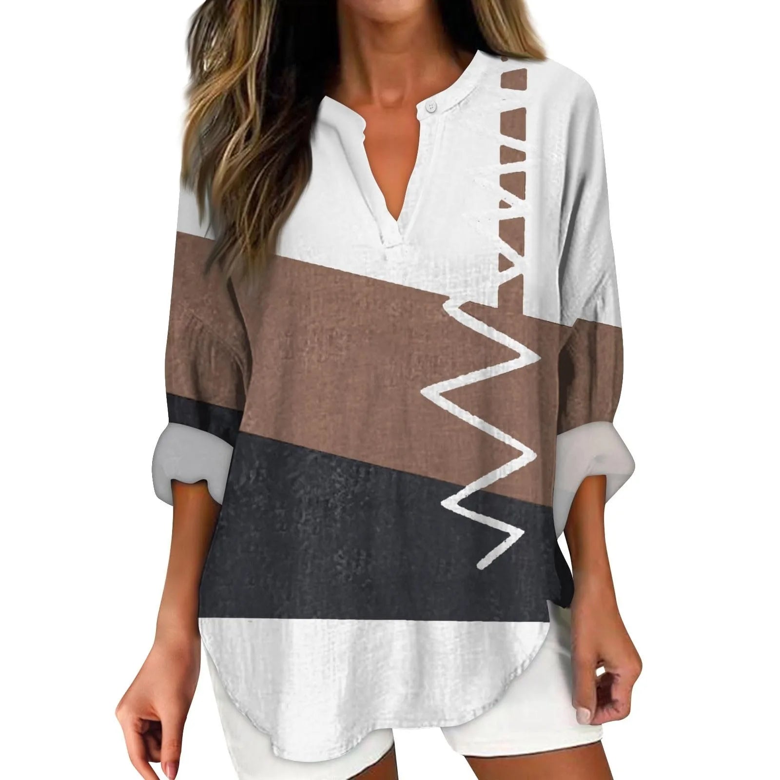 Vera Lynn | V-Neck Cotton Linen Tunic Top