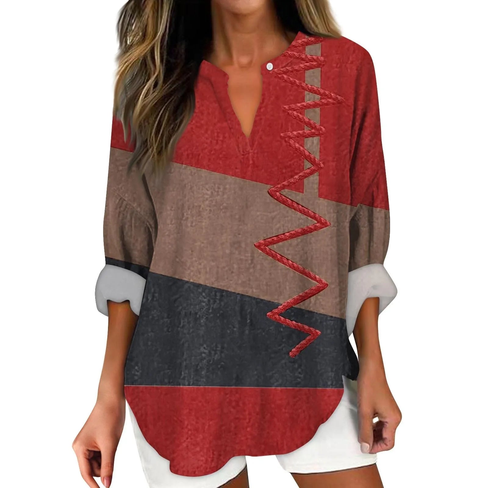 Vera Lynn | V-Neck Cotton Linen Tunic Top