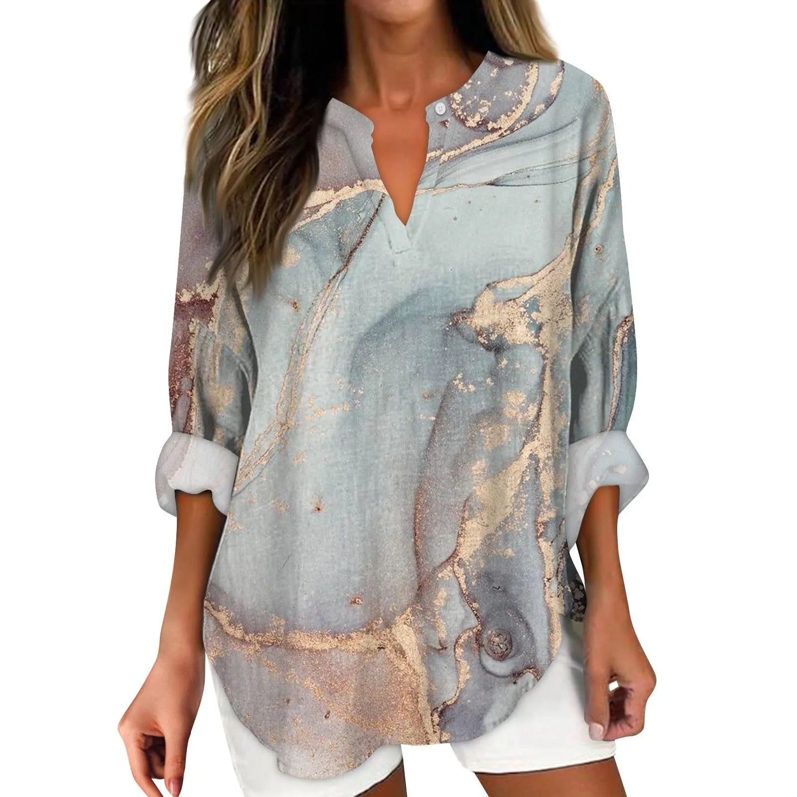 Vera Lynn | V-Neck Cotton Linen Tunic Top