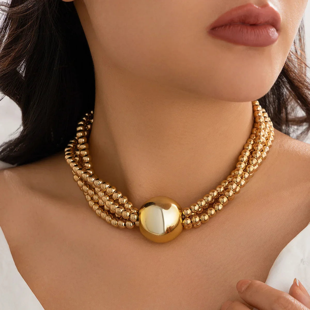 Venusia | Gold Multilayer Box Chain Necklace