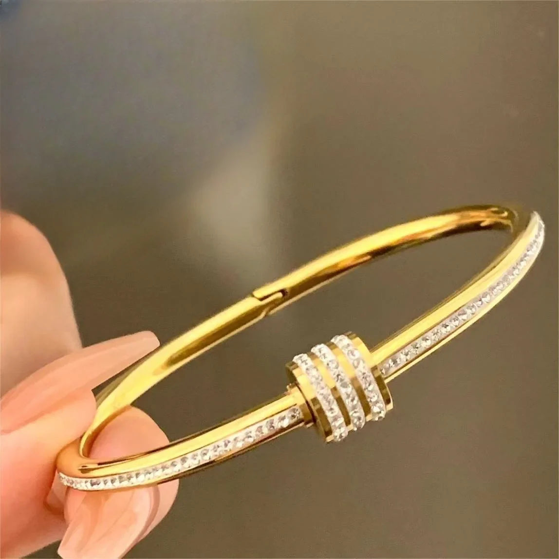 Venusia | Titanium Gold Color Bangles for Women